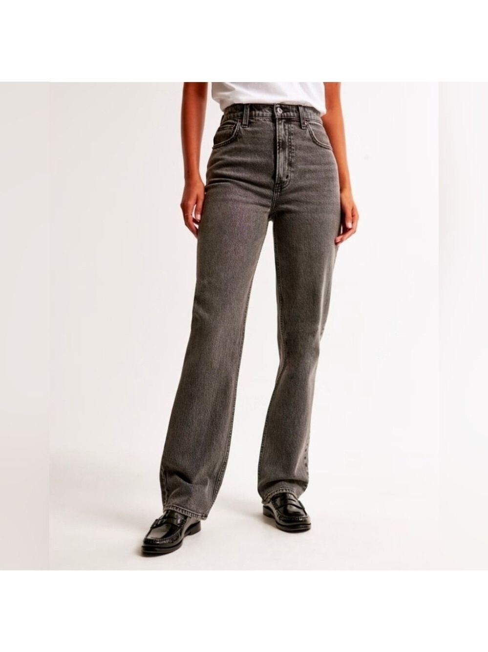Abercrombie & Fitch Ultra High Rise 90s Straight Jean washed black grey